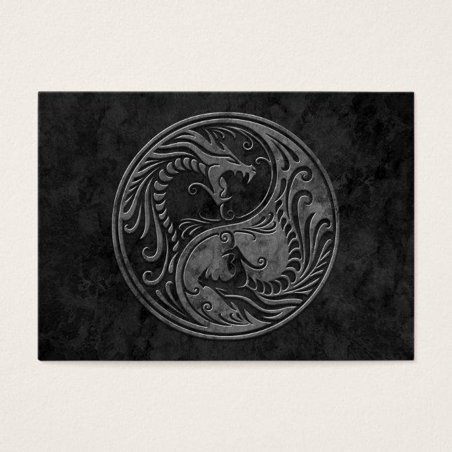 Mörk Stone Yin Yang Dragons Visitkort (Framsidan)