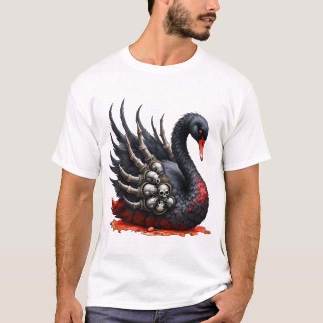 Mörk Svan av Ben – Gotisk Elegans T Shirt (Framsida)
