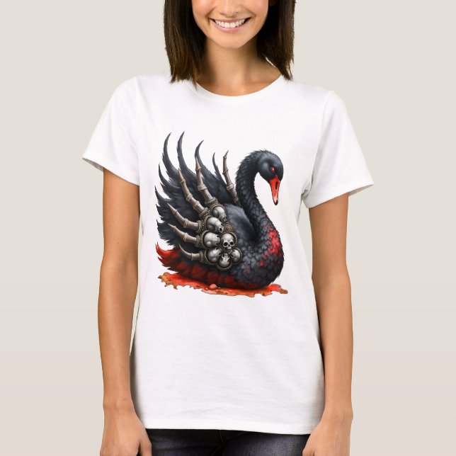 Mörk Svan av Ben – Gotisk Elegans T Shirt (Framsida)