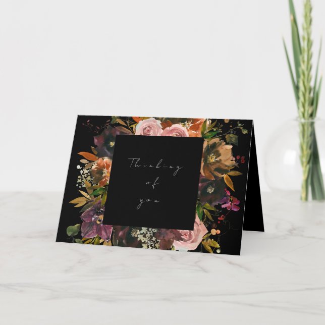 Mörk Svart Moody höstsinflammation Tack Kort (Framsida)