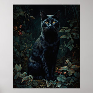 Mörk, svart tonteckningsaffisch av Cottagecore Poster