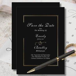 Mörk Svartvit skript Guld Gräns Spara datum Inbjudningar
