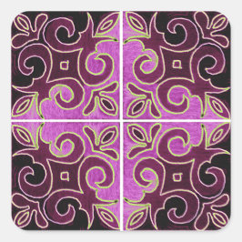 Mörk Swirl Design Inspierat av portugisiska Azulej Fyrkantigt Klistermärke