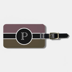 Mörk Tan Monogram Initial Modern Chic Travel Bagagebricka