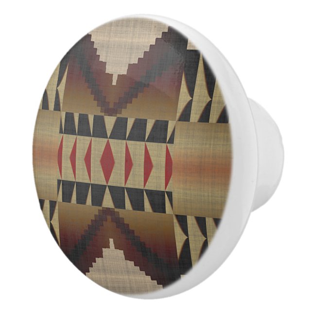 Mörk Tan Taupe Brown Red Black Tribal Art Knopp (Höger)
