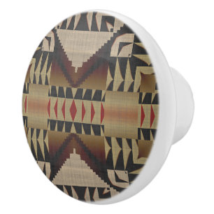 Mörk Tan Taupe Brown Red Black Tribal Art Knopp