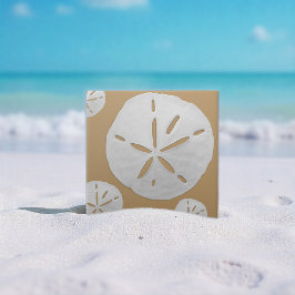 Mörk Tan & Vit Tropisk Strand Sanddollar Kakelplatta
