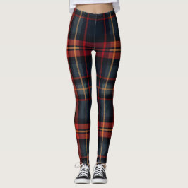 Mörk Tartan Mönster Leggings