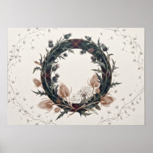 Mörk Tartan Tistel Teasel Skotsk Krans Konst Poster