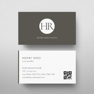 Mörk Taupe Monogram Logotyp QR-kod Visitkort