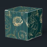 Mörk Teal and Guld Blommigt Damask Presentaskar<br><div class="desc">Vintage ro-dammkorg i finkar och guld.</div>