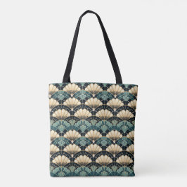 Mörk Teal Art Deco Scalloped Fläkt mönstrad Tygkasse