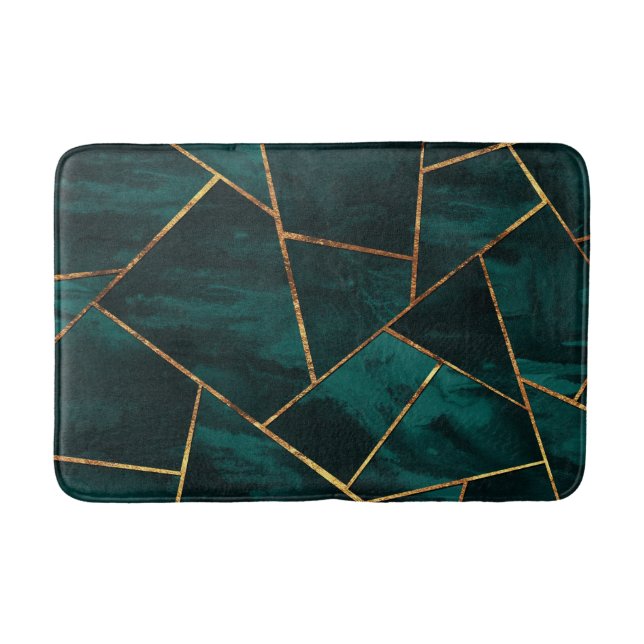 Mörk Teal Bläck Copper Guld Geometric Glam #1 Badrumsmatta (Framsidan)