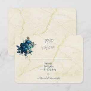 Mörk Teal Blommigt Bröllop Bouquet OSA Kort