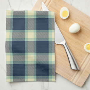 Mörk Teal Blue Mint Grönt Classic Tartan Mönster Kökshandduk