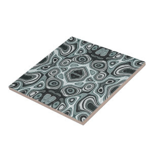 Mörk Teal Blue Seafoam Grönt Grått Ethnic Tribe Ar Kakelplatta