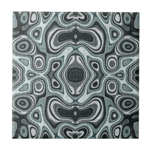 Mörk Teal Blue Seafoam Grönt Grått Ethnic Tribe Ar Kakelplatta