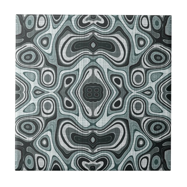 Mörk Teal Blue Seafoam Grönt Grått Ethnic Tribe Ar Kakelplatta (Framsidan)