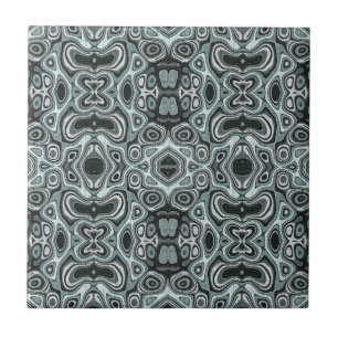 Mörk Teal Blue Seafoam Grönt Grått Ethnic Tribe Ar Kakelplatta