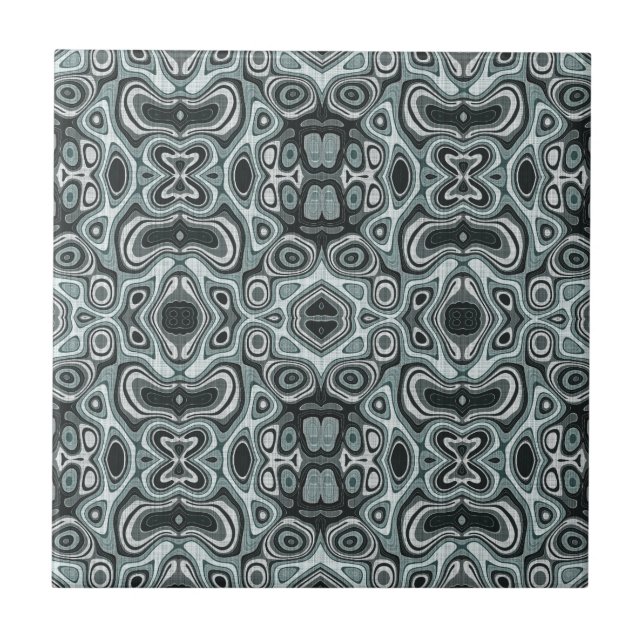 Mörk Teal Blue Seafoam Grönt Grått Ethnic Tribe Ar Kakelplatta (Framsidan)