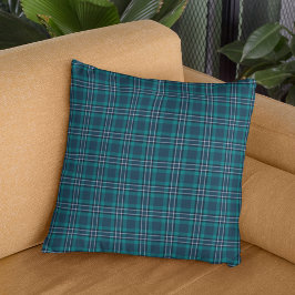 Mörk Teal Blue Tartan Mönster Kudde