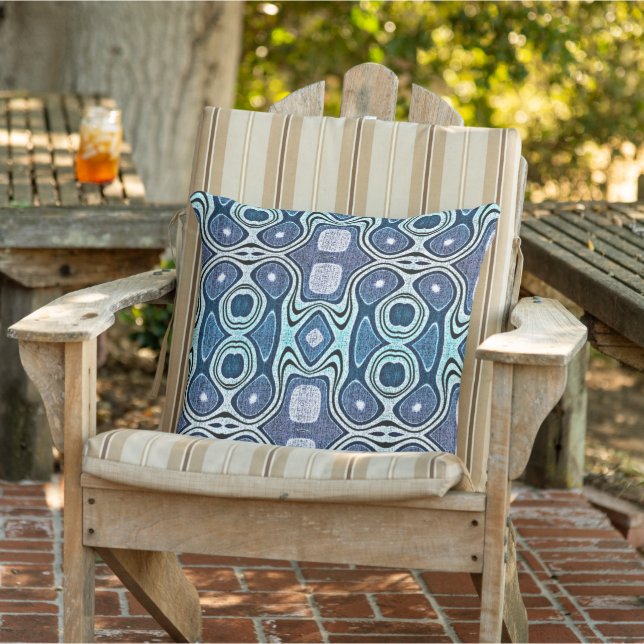 Mörk Teal Blue Violet Turcos Orient Tribal Art Kudde (Stol)