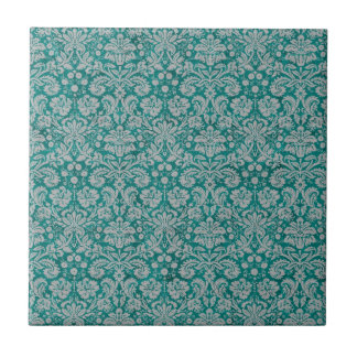 Mörk Teal Damask Kakelplatta