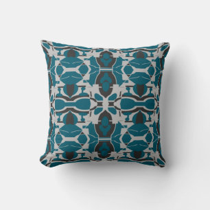 Mörk Teal Grått Black Mediterranean Ornate Mosaics Kudde