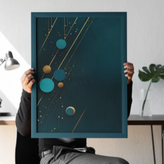 Mörk Teal Guld Abstrakt minimalist Poster