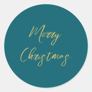 Mörk Teal & Guld Färg God jul Runt Klistermärke