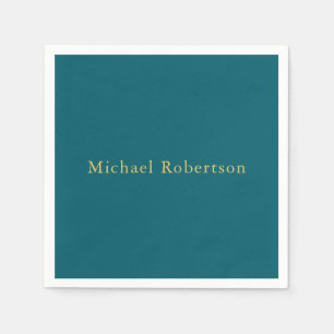 Mörk Teal & Guld Färg Professionell Trendig Modern Pappersservett