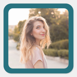 Mörk Teal Kant Foto Fyrkantigt Klistermärke
