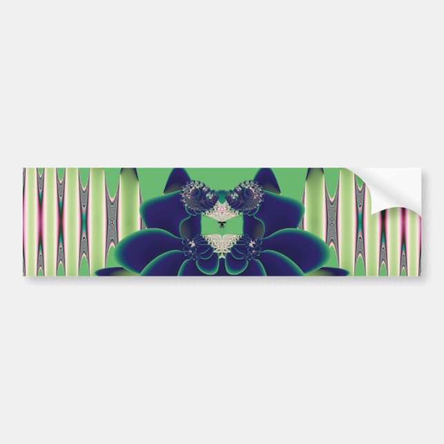 Mörk Teal Lotus Fraktal Botanisk Konst Bildekal (Framsidan)