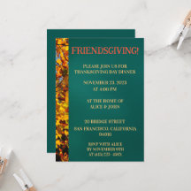 Mörk Teal Löv Thanksgiving Vänner Ge