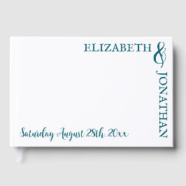 Mörk Teal Modern Typography Bröllop Gästböcker