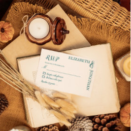 Mörk Teal Modern Typography Bröllop OSA Kort