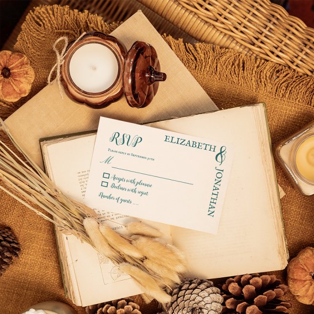 Mörk Teal Modern Typography Bröllop OSA Kort (Skapare uppladdad)