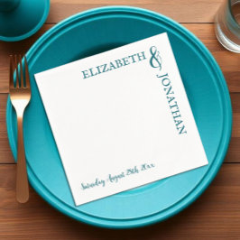 Mörk Teal Modern Typography Bröllop Pappersservett