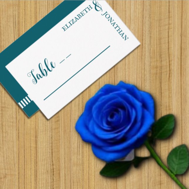 Mörk Teal Modern Typography Bröllop Placeringskort (Skapare uppladdad)