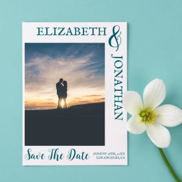 Mörk Teal Modern Typography Bröllop Spara Datumet