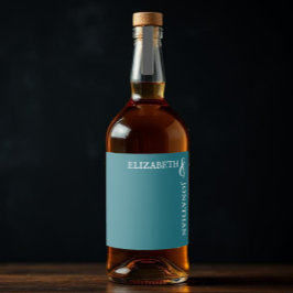 Mörk Teal Modern Typography Bröllop Spritflaskor Etikett