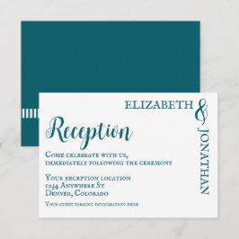 Mörk Teal Modern Typography-bröllopsmottagning Tilläggskort