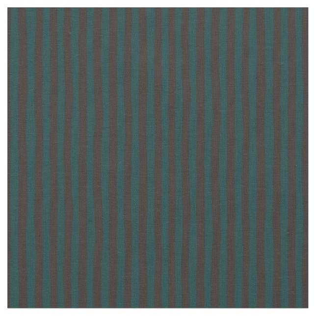Mörk Teal & Mörkbruna krokiga ränder Tyg (Närbild)