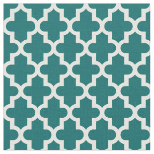 Mörk Teal Moroccan-utskrift Tyg