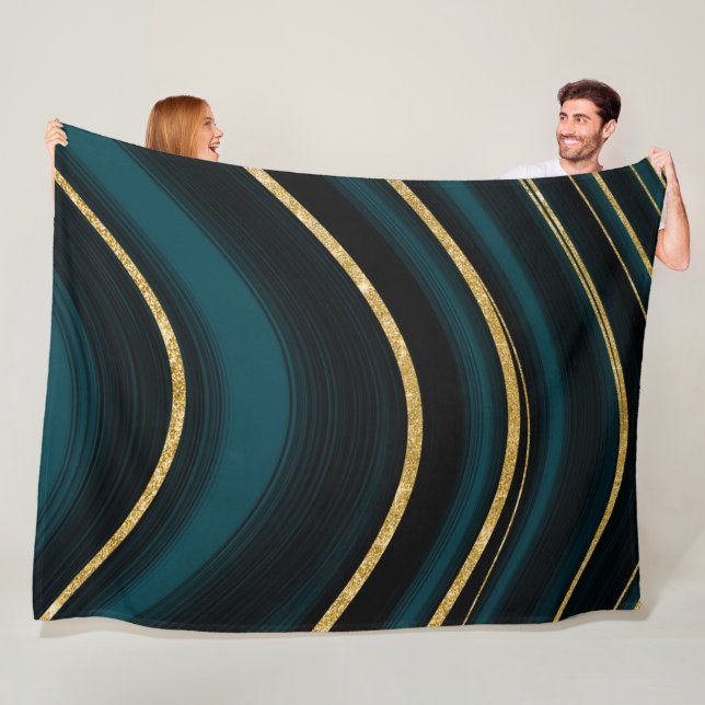 Mörk teal och guld filt (På plats)