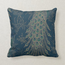 Mörk Teal och Guld Victorian stil Peacock