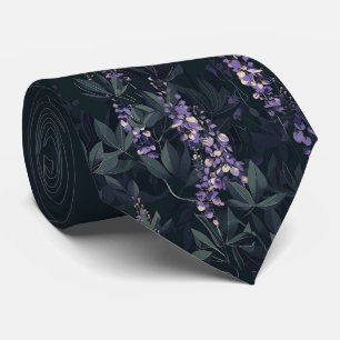 Mörk teal och lila Wisteria blommig slips