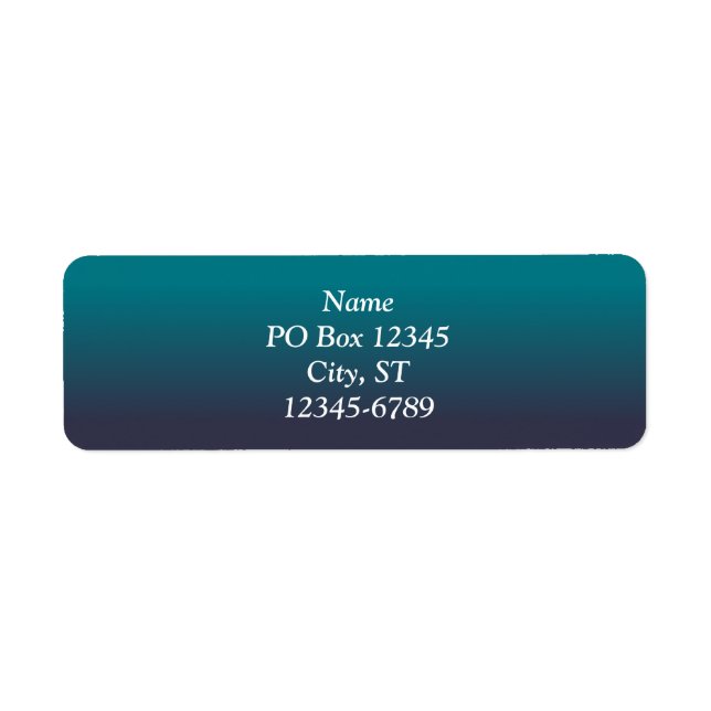 Mörk Teal och Marinblå Ombre Returadress Etikett (Framsidan)