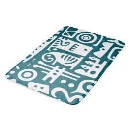 Mörk teal och vita klotter 1 av 4 badrumsmatta