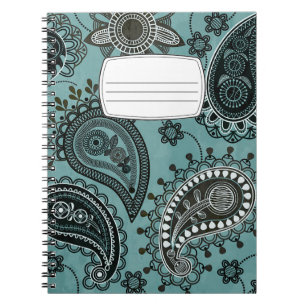 Mörk teal paisley kompositionsbok anteckningsbok
